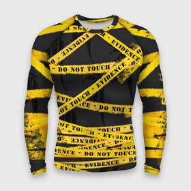 Мужской рашгард 3D с принтом Улика   не трогать в городе Новоалтайск,  |  | art | black | dark | evidence | fashion | graffiti | paint | stripes | texture | underground | yellow | желтый | краска | лента | опечатано | преступление | улика | черный