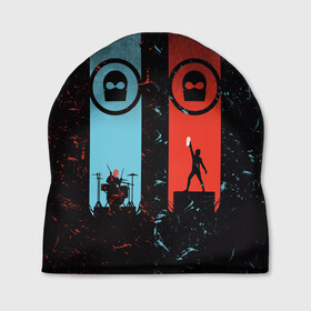 Шапка 3D с принтом Twenty One Pilots  в городе Новоалтайск, 100% полиэстер | универсальный размер, печать по всей поверхности изделия | heathens | one | pilots | twenty | джош дан | инди | ник томас | поп | рэп | тайлер джозеф | хип хоп | электропоп