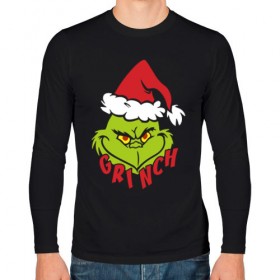 Мужской лонгслив хлопок с принтом Cristmas Grinch в городе Новоалтайск, 100% хлопок |  | grinch | гринч | новый год | рождество