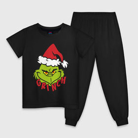 Детская пижама хлопок с принтом Cristmas Grinch в городе Новоалтайск, 100% хлопок |  брюки и футболка прямого кроя, без карманов, на брюках мягкая резинка на поясе и по низу штанин
 | Тематика изображения на принте: grinch | гринч | новый год | рождество