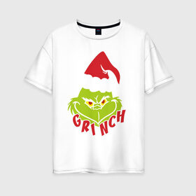 Женская футболка хлопок Oversize с принтом Cristmas Grinch в городе Новоалтайск, 100% хлопок | свободный крой, круглый ворот, спущенный рукав, длина до линии бедер
 | grinch | гринч | новый год | рождество