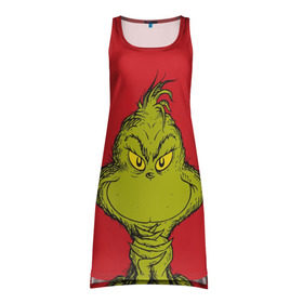 Платье-майка 3D с принтом Grinch в городе Новоалтайск, 100% полиэстер | полуприлегающий силуэт, широкие бретели, круглый вырез горловины, удлиненный подол сзади. | grinch | гринч | новый год | рождество