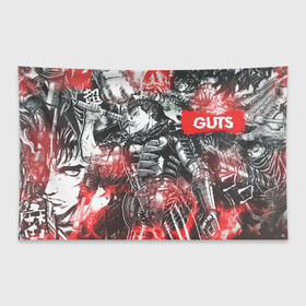 Флаг-баннер с принтом Guts в городе Новоалтайск, 100% полиэстер | размер 67 х 109 см, плотность ткани — 95 г/м2; по краям флага есть четыре люверса для крепления | anime | berserk | guts | аниме | берсерк | гатс