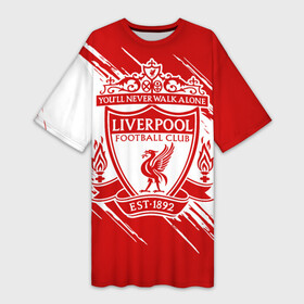 Платье-футболка 3D с принтом Ливерпуль в городе Новоалтайск,  |  | anfield | liverpool | liverpool fc | the reds | you ll never walk a | клубная | красные | ливерпуль | мерсисайдцы | фанатская | футбольная | футбольный клуб | футбольный клуб ливерпуль | энфилд