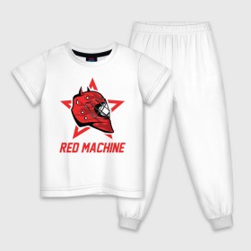 Детская пижама хлопок с принтом Red Machine - Красная Машина в городе Новоалтайск, 100% хлопок |  брюки и футболка прямого кроя, без карманов, на брюках мягкая резинка на поясе и по низу штанин
 | hockey | machine | red | russia | team | красная | машина | россия | сборная | хоккей