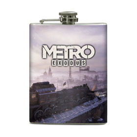 Фляга с принтом Metro Exodus в городе Новоалтайск, металлический корпус | емкость 0,22 л, размер 125 х 94 мм. Виниловая наклейка запечатывается полностью | Тематика изображения на принте: exodus | horror | metro | survival | исход | метро | мутация | оружия | стелс | шутер | экшен