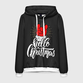 Мужская толстовка 3D с принтом Hello Christmas Metall в городе Новоалтайск, 100% полиэстер | двухслойный капюшон со шнурком для регулировки, мягкие манжеты на рукавах и по низу толстовки, спереди карман-кенгуру с мягким внутренним слоем. | Тематика изображения на принте: 2019 | bad | christmas | happy new year | merry | new year | santa | santa claus | год | год свиньи | дед мороз | клаус | металл | новый | олень | рождество | рок | санта | свинья | череп