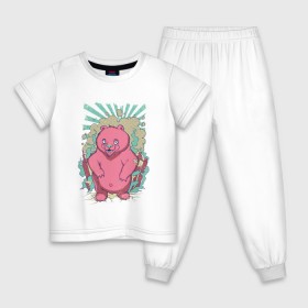 Детская пижама хлопок с принтом Pink bear в городе Новоалтайск, 100% хлопок |  брюки и футболка прямого кроя, без карманов, на брюках мягкая резинка на поясе и по низу штанин
 | арт | графика