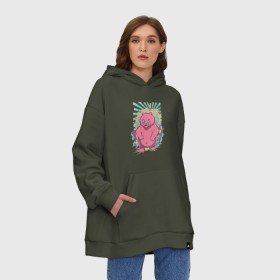 Худи SuperOversize хлопок с принтом Pink bear в городе Новоалтайск, 70% хлопок, 30% полиэстер, мягкий начес внутри | карман-кенгуру, эластичная резинка на манжетах и по нижней кромке, двухслойный капюшон
 | арт | графика