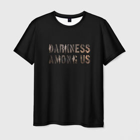 Мужская футболка 3D с принтом DBD. Darkness among us в городе Новоалтайск, 100% полиэфир | прямой крой, круглый вырез горловины, длина до линии бедер | among | darkness | daylight | dbd | dead | deadbydaylight | horror | killer | survival | us | выживание | к | мертвы | рассвету | ужас
