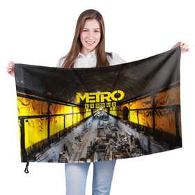 Флаг 3D с принтом METRO EXODUS EXCLUSIVE в городе Новоалтайск, 100% полиэстер | плотность ткани — 95 г/м2, размер — 67 х 109 см. Принт наносится с одной стороны | ak47 | metro 2033 | metro exodus | апокалипсис | артем | глуховский | дорога | маски | ночь | оружие | поезд | противогаз | сталкеры