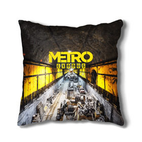 Подушка 3D с принтом METRO EXODUS EXCLUSIVE в городе Новоалтайск, наволочка – 100% полиэстер, наполнитель – холлофайбер (легкий наполнитель, не вызывает аллергию). | состоит из подушки и наволочки. Наволочка на молнии, легко снимается для стирки | ak47 | metro 2033 | metro exodus | апокалипсис | артем | глуховский | дорога | маски | ночь | оружие | поезд | противогаз | сталкеры