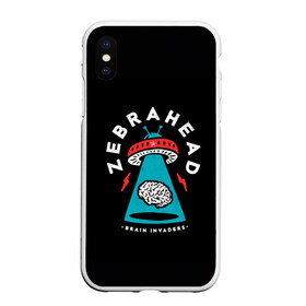 Чехол для iPhone XS Max матовый с принтом Zebrahead - Brain Invaders в городе Новоалтайск, Силикон | Область печати: задняя сторона чехла, без боковых панелей | Тематика изображения на принте: album | brain | core | invaders | mind | rapcore | rock | ufo | zebrahead | альбом | зебрахед | мозг