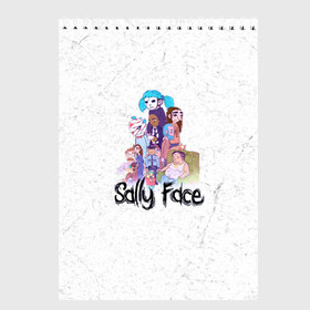 Скетчбук с принтом Sally Face в городе Новоалтайск, 100% бумага
 | 48 листов, плотность листов — 100 г/м2, плотность картонной обложки — 250 г/м2. Листы скреплены сверху удобной пружинной спиралью | sally face | гизмо | девид | девочка | игра | лари | ларри | мальчик | маска | мрачная | на лице | пых | с протезом | сал | сали | салли | салли фейс | фейс | фэйс | эддисон | эшли