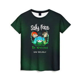 Женская футболка 3D с принтом Sally Face в городе Новоалтайск, 100% полиэфир ( синтетическое хлопкоподобное полотно) | прямой крой, круглый вырез горловины, длина до линии бедер | sally face | гизмо | девид | девочка | игра | лари | ларри | мальчик | маска | мрачная | на лице | пых | с протезом | сал | сали | салли | салли фейс | фейс | фэйс | эддисон | эшли