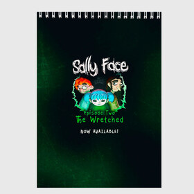 Скетчбук с принтом Sally Face в городе Новоалтайск, 100% бумага
 | 48 листов, плотность листов — 100 г/м2, плотность картонной обложки — 250 г/м2. Листы скреплены сверху удобной пружинной спиралью | sally face | гизмо | девид | девочка | игра | лари | ларри | мальчик | маска | мрачная | на лице | пых | с протезом | сал | сали | салли | салли фейс | фейс | фэйс | эддисон | эшли