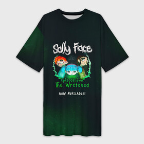 Платье-футболка 3D с принтом Sally Face в городе Новоалтайск,  |  | sally face | гизмо | девид | девочка | игра | лари | ларри | мальчик | маска | мрачная | на лице | пых | с протезом | сал | сали | салли | салли фейс | фейс | фэйс | эддисон | эшли