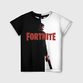 Детская футболка 3D с принтом The Reaper Half Black Fortnite в городе Новоалтайск, 100% гипоаллергенный полиэфир | прямой крой, круглый вырез горловины, длина до линии бедер, чуть спущенное плечо, ткань немного тянется | 2019 | armor | armour | cybersport | esport | fortnite | game | llama | logo | броня | игра | киберспорт | лама | симулятор строительства | строительство | фортнайт | черный
