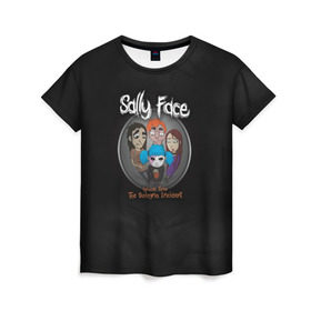 Женская футболка 3D с принтом Sally Face в городе Новоалтайск, 100% полиэфир ( синтетическое хлопкоподобное полотно) | прямой крой, круглый вырез горловины, длина до линии бедер | sally face | гизмо | девид | девочка | игра | лари | ларри | мальчик | маска | мрачная | на лице | пых | с протезом | сал | сали | салли | салли фейс | фейс | фэйс | эддисон | эшли