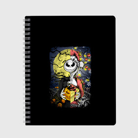 Тетрадь с принтом The Nightmare Before Christmas в городе Новоалтайск, 100% бумага | 48 листов, плотность листов — 60 г/м2, плотность картонной обложки — 250 г/м2. Листы скреплены сбоку удобной пружинной спиралью. Уголки страниц и обложки скругленные. Цвет линий — светло-серый
 | before | burton | christmas | halloween | jack | nightmare | skellington | tim | xmas | бёртон | джек | перед | рождество | рождеством | скеллингтон | тим | хеллоуин | хэллоуин