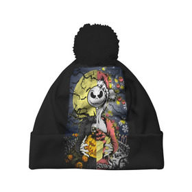 Шапка 3D c помпоном с принтом The Nightmare Before Christmas в городе Новоалтайск, 100% полиэстер | универсальный размер, печать по всей поверхности изделия | before | burton | christmas | halloween | jack | nightmare | skellington | tim | xmas | бёртон | джек | перед | рождество | рождеством | скеллингтон | тим | хеллоуин | хэллоуин