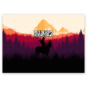 Поздравительная открытка с принтом Red Dead Redemption 2 в городе Новоалтайск, 100% бумага | плотность бумаги 280 г/м2, матовая, на обратной стороне линовка и место для марки
 | Тематика изображения на принте: game | gamer | rdr2 | red dead redemption 2 | rockstar studios | игры | ковбой