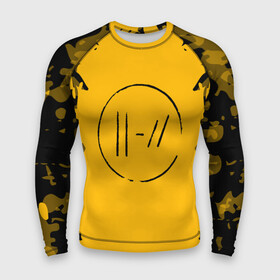 Мужской рашгард 3D с принтом TWENTY ONE PILOTS в городе Новоалтайск,  |  | 21 pilots | 21p | music | rock | top | trench | twenty one pilots | yellow | группа | жёлтый | музыка | рок