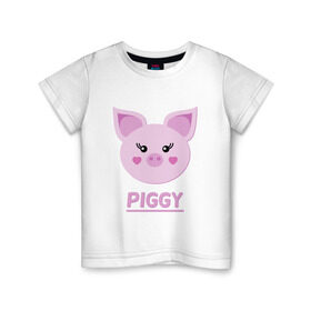 Детская футболка хлопок с принтом Piggy в городе Новоалтайск, 100% хлопок | круглый вырез горловины, полуприлегающий силуэт, длина до линии бедер | 2019 | дед мороз | дом | елка | желание | животные | зима | кабан | милый | мороз | настроение | новый год | пеппа | подарок | позитив | поросенок | праздник | радость | рождество | санта клаус | свинка