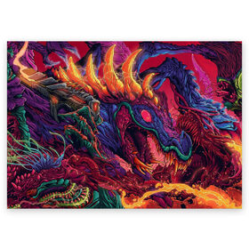 Поздравительная открытка с принтом HyperBEAST в городе Новоалтайск, 100% бумага | плотность бумаги 280 г/м2, матовая, на обратной стороне линовка и место для марки
 | Тематика изображения на принте:  warning |  ко |  оружие | автомат