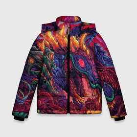 Зимняя куртка для мальчиков 3D с принтом HyperBEAST в городе Новоалтайск, ткань верха — 100% полиэстер; подклад — 100% полиэстер, утеплитель — 100% полиэстер | длина ниже бедра, удлиненная спинка, воротник стойка и отстегивающийся капюшон. Есть боковые карманы с листочкой на кнопках, утяжки по низу изделия и внутренний карман на молнии. 

Предусмотрены светоотражающий принт на спинке, радужный светоотражающий элемент на пуллере молнии и на резинке для утяжки |  warning |  ко |  оружие | автомат