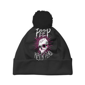 Шапка 3D c помпоном с принтом Lil Peep. Rest In Peace в городе Новоалтайск, 100% полиэстер | универсальный размер, печать по всей поверхности изделия | лил пип | рэп