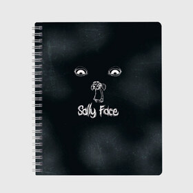 Тетрадь с принтом Sally Face в городе Новоалтайск, 100% бумага | 48 листов, плотность листов — 60 г/м2, плотность картонной обложки — 250 г/м2. Листы скреплены сбоку удобной пружинной спиралью. Уголки страниц и обложки скругленные. Цвет линий — светло-серый
 | sally face | гизмо | девид | девочка | игра | лари | ларри | мальчик | маска | мрачная | на лице | пых | с протезом | сал | сали | салли | салли фейс | фейс | фэйс | эддисон | эшли