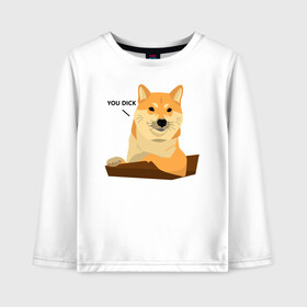 Детский лонгслив хлопок с принтом Сиба ину знает тебя Shiba Inu в городе Новоалтайск, 100% хлопок | круглый вырез горловины, полуприлегающий силуэт, длина до линии бедер | Тематика изображения на принте: dog | inu | pet | shiba | shiba inu | ину | пес | питомец | сиба | сиба ину | собака