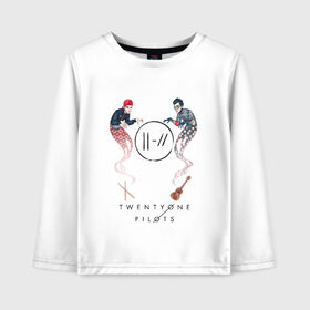 Детский лонгслив хлопок с принтом Twenty one pilots в городе Новоалтайск, 100% хлопок | круглый вырез горловины, полуприлегающий силуэт, длина до линии бедер | 21 pilots | josh dun | music | rock | twenty one pilots | tyler joseph | джош дан | музыка | рок | тайлер джозеф