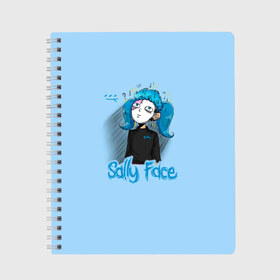 Тетрадь с принтом Sally Face в городе Новоалтайск, 100% бумага | 48 листов, плотность листов — 60 г/м2, плотность картонной обложки — 250 г/м2. Листы скреплены сбоку удобной пружинной спиралью. Уголки страниц и обложки скругленные. Цвет линий — светло-серый
 | sally face | гизмо | девид | девочка | игра | лари | ларри | мальчик | маска | мрачная | на лице | пых | с протезом | сал | сали | салли | салли фейс | фейс | фэйс | эддисон | эшли