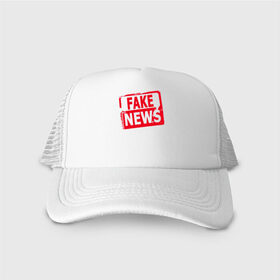 Кепка тракер с сеткой с принтом Fake News в городе Новоалтайск, трикотажное полотно; задняя часть — сетка | длинный козырек, универсальный размер, пластиковая застежка | журналист | новости