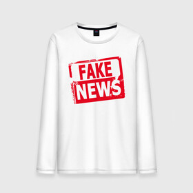 Мужской лонгслив хлопок с принтом  Fake News в городе Новоалтайск, 100% хлопок |  | журналист | новости