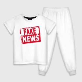 Детская пижама хлопок с принтом Fake News в городе Новоалтайск, 100% хлопок |  брюки и футболка прямого кроя, без карманов, на брюках мягкая резинка на поясе и по низу штанин
 | журналист | новости
