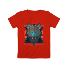 Детская футболка хлопок с принтом Абстрактный волк в городе Новоалтайск, 100% хлопок | круглый вырез горловины, полуприлегающий силуэт, длина до линии бедер | 