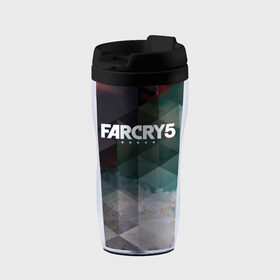 Термокружка-непроливайка с принтом FarCry polygon в городе Новоалтайск, внутренняя часть — пищевой пластик, наружная часть — прозрачный пластик, между ними — полиграфическая вставка с рисунком | объем — 350 мл, герметичная крышка | far cry | far cry 5 | far cry new dawn | far cry primal | farcry | fc 5 | fc5 | game | new dawn | primal | игры | постапокалипсис | фар край | фар край 5