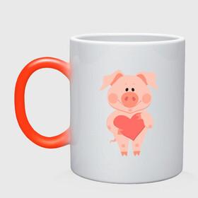 Кружка хамелеон с принтом Love Pig в городе Новоалтайск, керамика | меняет цвет при нагревании, емкость 330 мл | Тематика изображения на принте: 2019 | дед мороз | дом | елка | желание | животные | зима | кабан | милый | мороз | настроение | новый год | пеппа | подарок | позитив | поросенок | праздник | радость | рождество | санта клаус | свинка