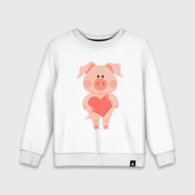 Детский свитшот хлопок с принтом Love Pig в городе Новоалтайск, 100% хлопок | круглый вырез горловины, эластичные манжеты, пояс и воротник | 2019 | дед мороз | дом | елка | желание | животные | зима | кабан | милый | мороз | настроение | новый год | пеппа | подарок | позитив | поросенок | праздник | радость | рождество | санта клаус | свинка