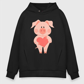 Мужское худи Oversize хлопок с принтом Love Pig в городе Новоалтайск, френч-терри — 70% хлопок, 30% полиэстер. Мягкий теплый начес внутри —100% хлопок | боковые карманы, эластичные манжеты и нижняя кромка, капюшон на магнитной кнопке | 2019 | дед мороз | дом | елка | желание | животные | зима | кабан | милый | мороз | настроение | новый год | пеппа | подарок | позитив | поросенок | праздник | радость | рождество | санта клаус | свинка