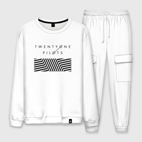 Мужской костюм хлопок с принтом Twenty one pilots в городе Новоалтайск, 100% хлопок | на свитшоте круглая горловина, мягкая резинка по низу. Брюки заужены к низу, на них два вида карманов: два “обычных” по бокам и два объемных, с клапанами, расположенные ниже линии бедра. Брюки с мягкой трикотажной резинкой на поясе и по низу штанин. В поясе для дополнительного комфорта — широкие завязки | 21 pilots | josh dun | music | rock | twenty one pilots | tyler joseph | джош дан | музыка | рок | тайлер джозеф