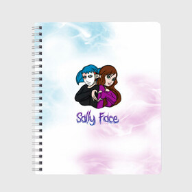 Тетрадь с принтом Sally Face в городе Новоалтайск, 100% бумага | 48 листов, плотность листов — 60 г/м2, плотность картонной обложки — 250 г/м2. Листы скреплены сбоку удобной пружинной спиралью. Уголки страниц и обложки скругленные. Цвет линий — светло-серый
 | sally face | гизмо | девид | девочка | игра | лари | ларри | мальчик | маска | мрачная | на лице | пых | с протезом | сал | сали | салли | салли фейс | фейс | фэйс | эддисон | эшли