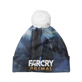 Шапка 3D c помпоном с принтом FarCry primal в городе Новоалтайск, 100% полиэстер | универсальный размер, печать по всей поверхности изделия | 