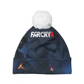 Шапка 3D c помпоном с принтом FARCRY4 в городе Новоалтайск, 100% полиэстер | универсальный размер, печать по всей поверхности изделия | 