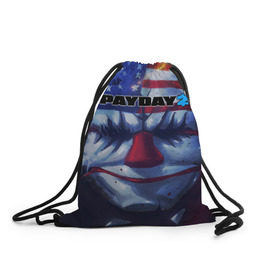 Рюкзак-мешок 3D с принтом Payday 2 в городе Новоалтайск, 100% полиэстер | плотность ткани — 200 г/м2, размер — 35 х 45 см; лямки — толстые шнурки, застежка на шнуровке, без карманов и подкладки | 2 | payday | беглец | бот | ограбления | пейдей | призрак | симулятор | техник | штурмовик | шутер