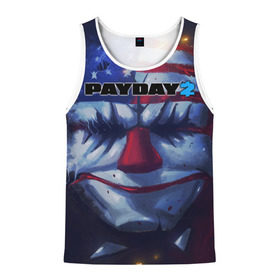 Мужская майка 3D с принтом Payday 2 в городе Новоалтайск, 100% полиэстер | круглая горловина, приталенный силуэт, длина до линии бедра. Пройма и горловина окантованы тонкой бейкой | 2 | payday | беглец | бот | ограбления | пейдей | призрак | симулятор | техник | штурмовик | шутер