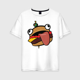 Женская футболка хлопок Oversize с принтом Durr burger в городе Новоалтайск, 100% хлопок | свободный крой, круглый ворот, спущенный рукав, длина до линии бедер
 | battle | durrr | fastfood | fortnite | royale | бургер | еда | фастфуд